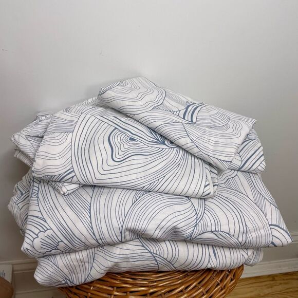 Brooklinen Luxe Sateen King Bed Sheet Set Oyster Blue Fitted Flat 4 Pillowcase - Picture 11 of 12